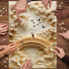 Golden Lovers Bridge Jigsaw Puzzle 1000 Pieces
