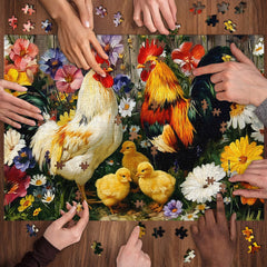 Rooster & Chicks Jigsaw Puzzle 1000 Pieces
