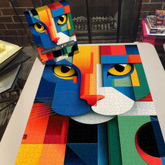 Puzzle géométrique de chat en art, 1000 pièces