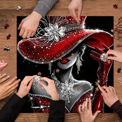 Lady in Red Diamonds Jigsaw Puzzle 1000 Pieces