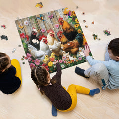 Happy Henhouse Gathering Jigsaw Puzzle 1000 Pieces