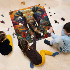 Sunset Textile Elephant Jigsaw Puzzle 1000 Pieces