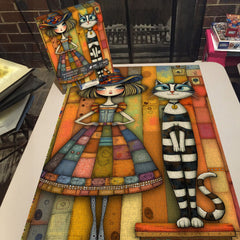 Patchwork Girl & Striped Cat Jigsaw Puzzle 1000 Pieces