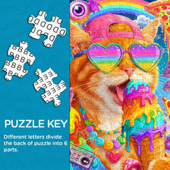 Rainbow Cool Cat Party Jigsaw Puzzle 1000 Pieces