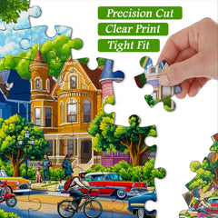 Warm Retro Town Jigsaw Puzzle 1000 Pieces