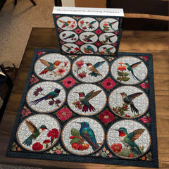 Hummingbirds parmi les fleurs Puzzle 1000 pièces