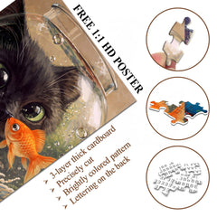 Cat and Goldfish Jigsaw Puzzle 1000 Pieces