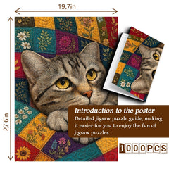 Floral Quilt Cat Jigsaw Puzzle 1000 Pieces
