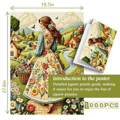 Floral Country Lady Jigsaw Puzzle 1000 Pieces