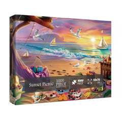 Puzzle Jigsaw de Pique-nique au Coucher de Soleil 1000 Pièces