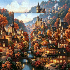 Autumn Mountain Hamlet Jigsaw Puzzle 1000 Pieces