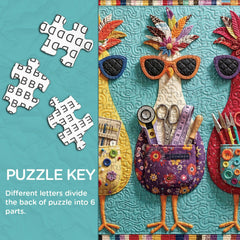Cool Quilted Hens Jigsaw Puzzle 1000 Pieces