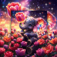 Starry Tulip Elephant Jigsaw Puzzle 1000 Pieces