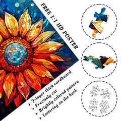 Buntglas-Sonnenblumen-Puzzle, 1000 Teile
