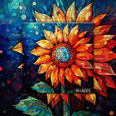 Buntglas-Sonnenblumen-Puzzle, 1000 Teile