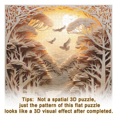 Puzzle en bois 3D Forêt au coucher de soleil 1000 pièces