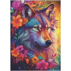 Puzzle Jigsaw Loup et Fleurs 1000 Pièces