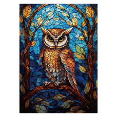 Puzzle en bois de hibou en vitrail 1000 pièces
