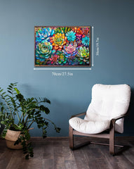 Puzzle en bois de verre coloré avec des succulentes - 1000 pièces