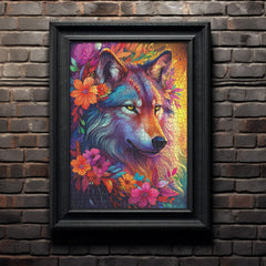 Wolf und Blumen Puzzle 1000 Teile
