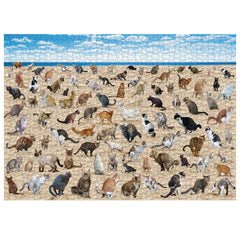 Puzzle en bois de 1000 pièces - Chat qui fait ses besoins à la plage