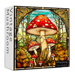 Puzzle en bois vintage Champignon 1000 pièces