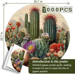 Puzzle en bois vintage de cactus 1000 pièces