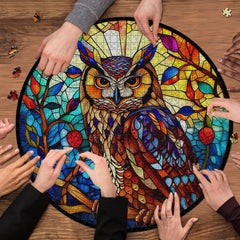 Puzzle en bois de hibou en vitrail 1000 pièces