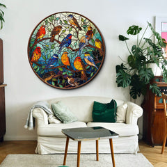 Buntglas-Puzzle mit Vogel- und Baummotiv, 1000 Teile