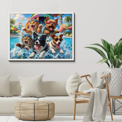 Cute Pet Pool Party Jigsaw Puzzle 1000 Pieces