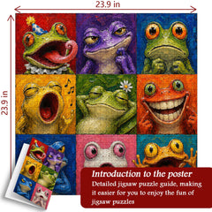 Colorful Frog Faces Jigsaw Puzzle 1000 Piece
