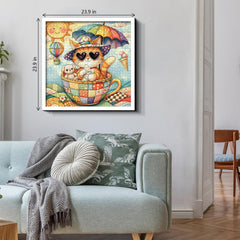 Cute Cat in Teacup Jigsaw Puzzle 1000 Pieces