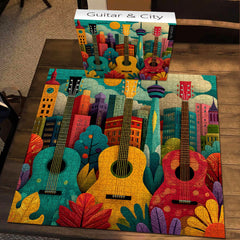 Guitar & City Jigsaw Puzzle 1000 Pieces