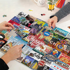 J'adore Chicago Puzzle en Bois 1000 Pièces