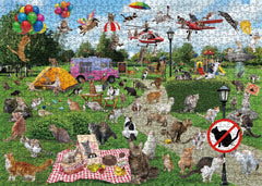 Puzzle Jigsaw de Chat qui Fait ses Besoins dans le Parc 1000 Pièces