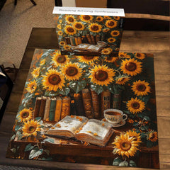 Puzzle de 1000 pièces Lecture au milieu des tournesols