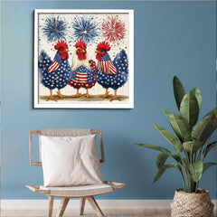 Patriotic Roosters Jigsaw Puzzle 1000 Pieces