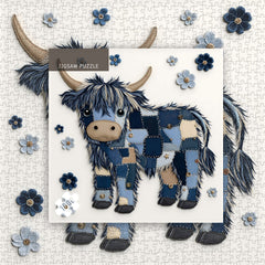 Blue Denim Highland Cow Jigsaw Puzzle 1000 Pieces