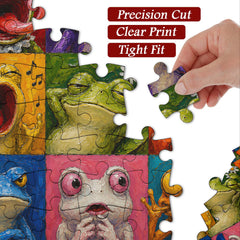 Colorful Frog Faces Jigsaw Puzzle 1000 Piece
