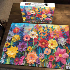 Puzzle en bois de fleurs colorées 1000 pièces