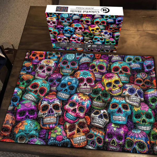 Skull Jigsaw Puzzle, 1000 Piece Floral Skull Puzzle, Gothic hot Sugar Skull Art Puzzle Gift, 500 Piece Flower Skull Art Jigsaw Puzzle