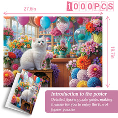 Cat Among Flowers Jigsaw Puzzle 1000 Pieces