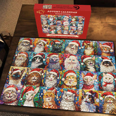 Calendrier de l'Avent des Chats Joyeux Noël Puzzle de 1000 Pièces