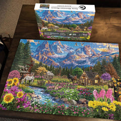 Puzzle en bois de 1000 pièces - Fleur de montagne enneigée
