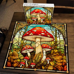 Puzzle en bois vintage Champignon 1000 pièces