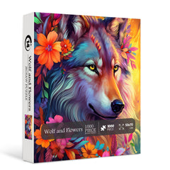Puzzle Jigsaw Loup et Fleurs 1000 Pièces