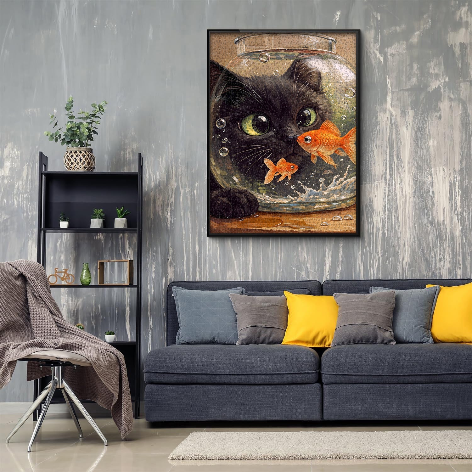 Puzzle De 1000 Pièces Chat Et Poissons Rouges