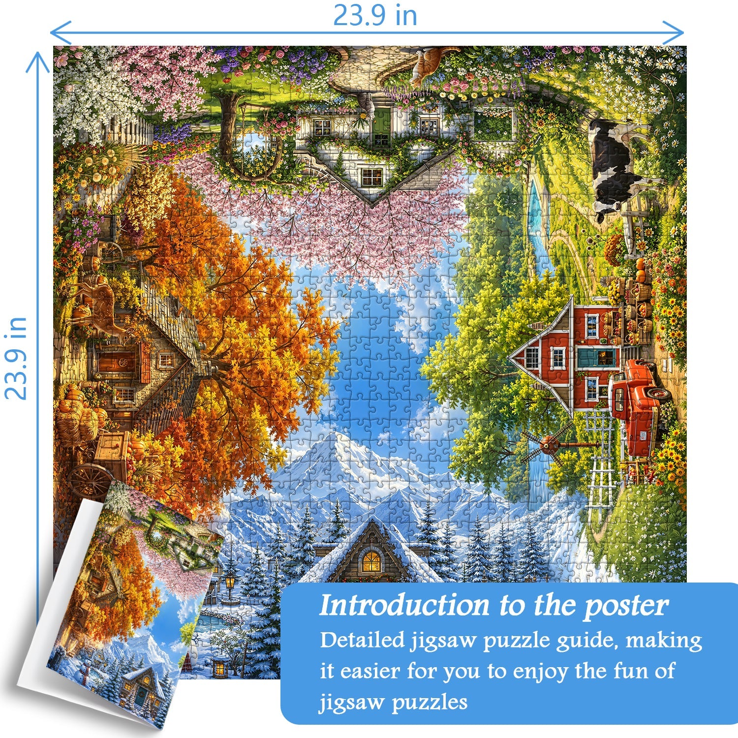Rotating Seasons Cottage Jigsaw Puzzle 1000 Piece