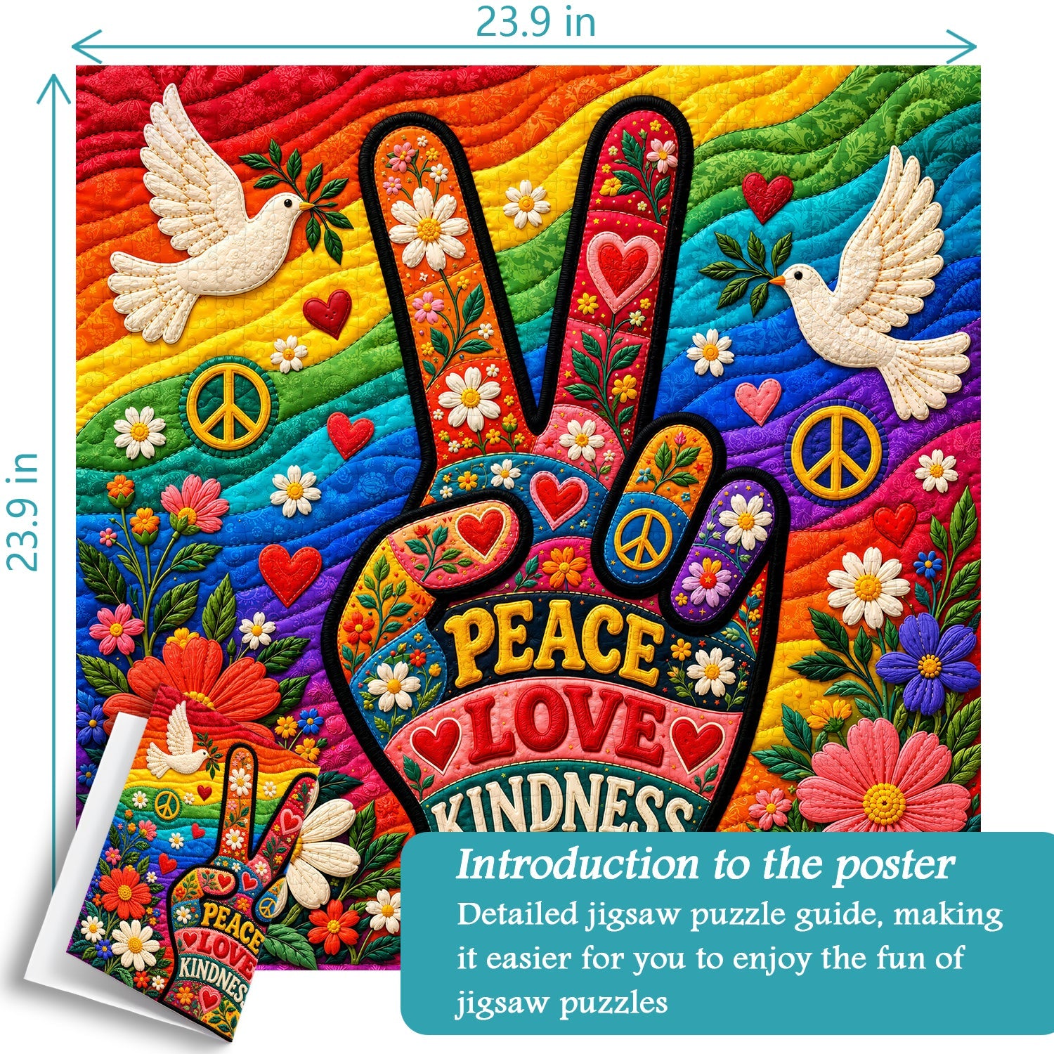 Peace, Love & Flowers Jigsaw Puzzle 1000 Pieces