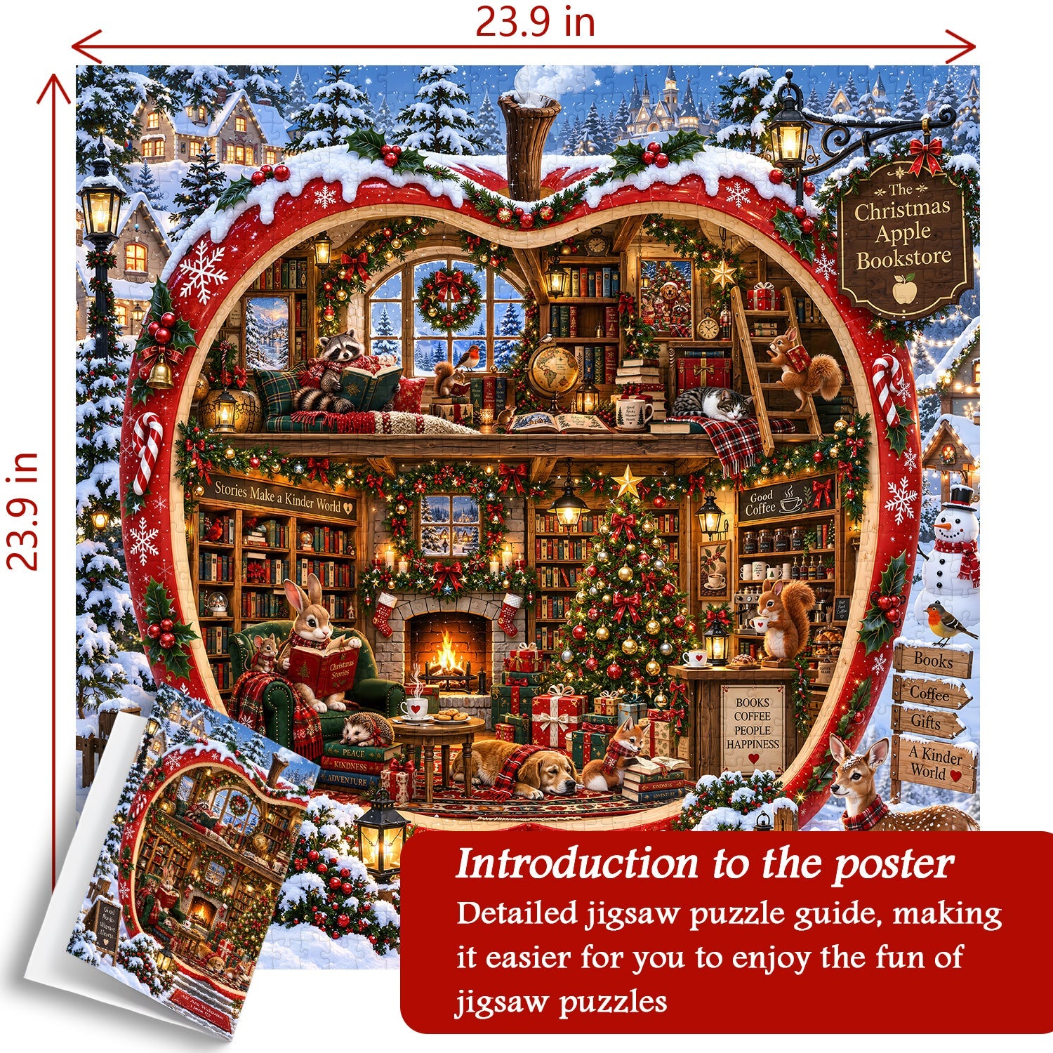 Christmas Apple Bookstore Jigsaw Puzzle 1000 Pieces